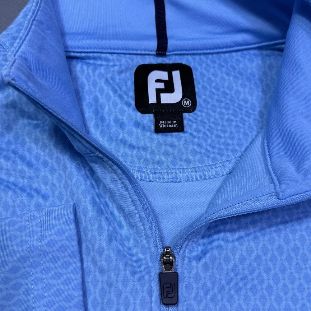 Footjoy 1/4 Zip Pullover Mens M Baby Blue Geometric Performance Golf Athleisure